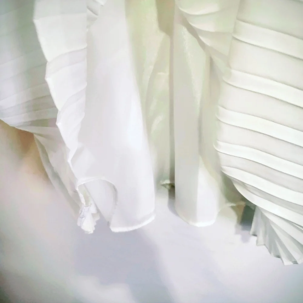 Romantic white dress NEW ruffled cutout details and pleated skirt. Shabby CHIC S - Picture 8 of 13